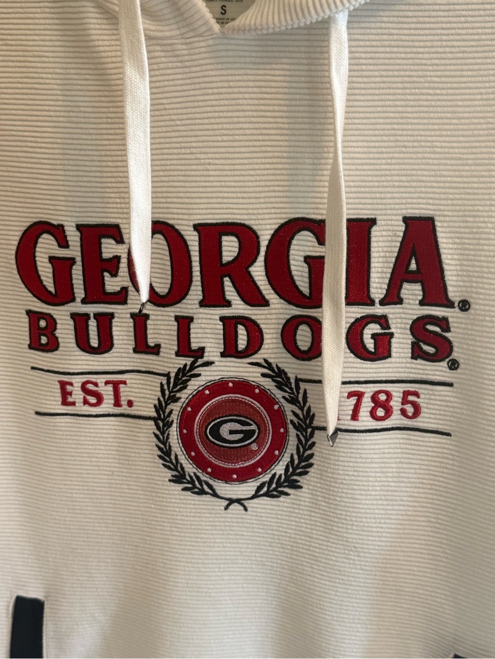 Gameday Couture Georgia Bulldogs White Ribbed Hoodie Size Small UGA Game Day - Picture 3 of 7